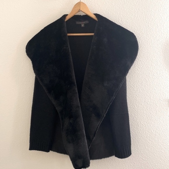 Fever Sweaters - Black Suede and Faux Fur Sweater/Jacket
